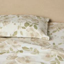 Westside Home Brown Floral Design Queen Bed Sheet Set image 1