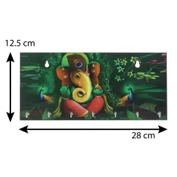 eCraftIndia Lord Ganesha Theme Wooden Key Holder with 7 Hooks image 3