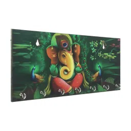 eCraftIndia Lord Ganesha Theme Wooden Key Holder with 7 Hooks image 4