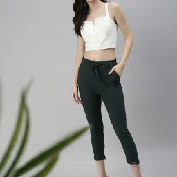 showoffff SHOWOFF Olive High Rise Regular fit Trousers image 4