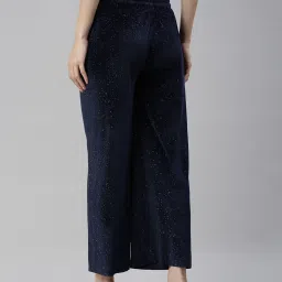 showoffff SHOWOFF Navy Self Design High Rise Regular Fit Trousers image 2