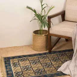 Fabindia Home Blue Cotton Woven Kalamkari Large Dhurrie-image-7