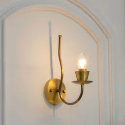 Kapoor Lamp Shades Brass Elena Single Shade Wall Light image 1