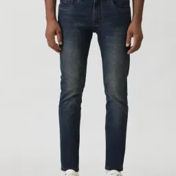 Greenfibre Indigo Blue Cotton Slim Fit Faded Jeans image 1