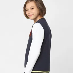 Jack & Jones Junior Navy & White Printed Full Sleeves Jacket image 3