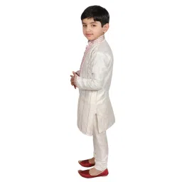 SG Yuvraj Kids White Striped Kurta with Pyjama image 3