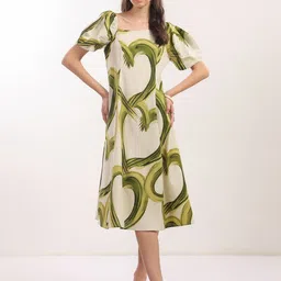 JISORA Women Beige Cotton Dress-picture-21