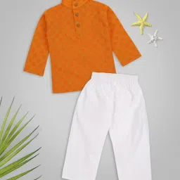 Mee Mee Kids Orange & White Printed Kurta with Pyjamas image 1