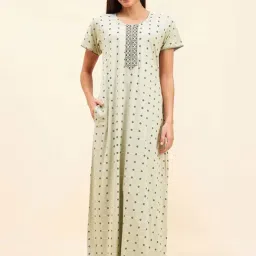 Sweet Dreams Green Cotton Printed Nighty-picture-22