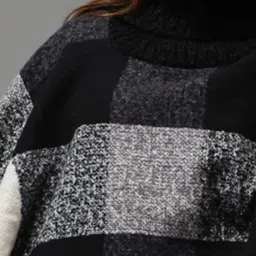 showoffff SHOWOFF Black Wool Checks Poncho image 5