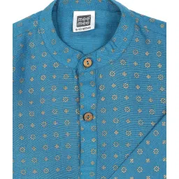 Mee Mee Kids Blue & White Printed Kurta with Pyjamas image 4
