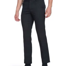 Arrow Navy Blue Regular Fit Checks Trousers image 3