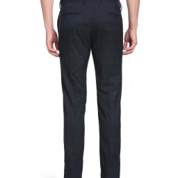 Arrow Navy Blue Regular Fit Checks Trousers image 2