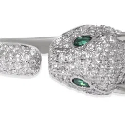 Rubans Rhodium Plated Green Ring for Women image 4
