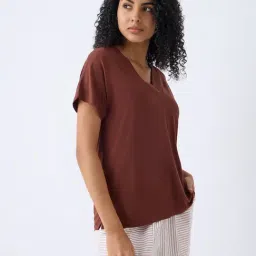 Wunderlove by Westside Brown Solid Cotton Top-image-53