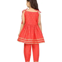 Aarika Kids Red Cotton Printed Kurti Set image 2