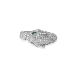 Rubans Rhodium Plated Green Ring for Women image 3