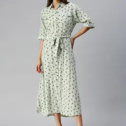 showoffff SHOWOFF Green Polyester Print Shirt Dress image 1