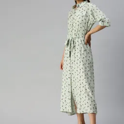 showoffff SHOWOFF Green Polyester Print Shirt Dress image 3