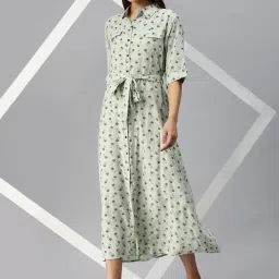showoffff SHOWOFF Green Polyester Print Shirt Dress image 4