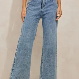 SHOWOFFFF Women Comfort Wide Leg High-Rise Light Fade Jeans-image-40