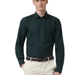 Peter England Green Cotton Regular Fit Printed Shirt-picture-24