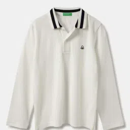 United Colors of Benetton Kids White Cotton Regular Fit Full Sleeves Polo T-Shirt-picture-44