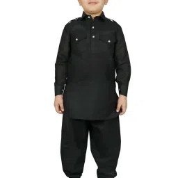 SG Yuvraj Kids Black Solid Kurta with Pyjama image 1