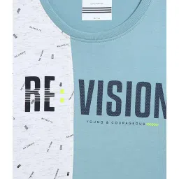 Octave Kids Light Teal Cotton Printed T-Shirt image 3