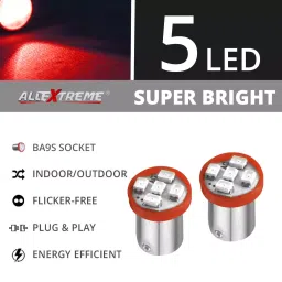 AllExtreme EXSMD2R BA9S LED Parking Light Super Bright 5 SMD Interior Pilot License Plate Dome Indicator Lamp Bulb for Car Bike and Motorcycle (2W, Red, 2 PCS) image 2