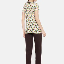 zebu Women White & Brown Printed Night suit image 3