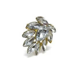 ANIKAS CREATION Gold-Plated Stone-Studded Adjustable Floral Finger Ring image 3