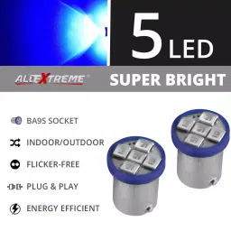 AllExtreme EXBT102 BA9S LED Parking Light Super Bright 5 SMD Interior Pilot License Plate Dome Indicator Lamp Bulb for Car Bike and Motorcycle (3W, Blue, 2 PCS) image 2