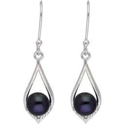Sri Jagdamba Pearls Retro 92.5 Sterling Silver Earrings-picture-1