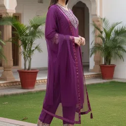 Twika Women Ethnic Motifs Embroidered Regular Thread Work Kurta Set image 4