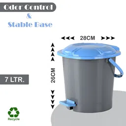 Kuber Industries 3-Pcs Grey  & Blue Plastic Pedal Dustbins- 7L Each image 5