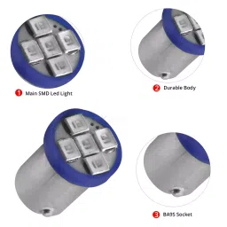 AllExtreme EXBT102 BA9S LED Parking Light Super Bright 5 SMD Interior Pilot License Plate Dome Indicator Lamp Bulb for Car Bike and Motorcycle (3W, Blue, 2 PCS) image 3