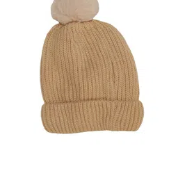 Yellow Bee Boys Self-Design Teddy Applique Woollen Beanie image 2