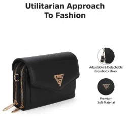 Lavie Signature Lowa Womens Black Zipper Wallet with Detachable Strap (M) image 3