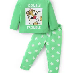 Babyhug Disney Cotton Knit Full Sleeves Night Suit With Chip n Dale Graphics - Light Green-picture-32