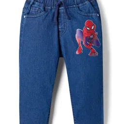 babyhug marvel Babyhug Denim Woven Full Length Jeans With Spiderman Print - Blue-picture-24