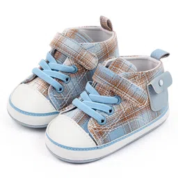 KIDLINGSS P Checked Velcro Closure Booties - Light Blue-picture-13