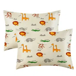 Filymore Cat and Animal Cartoon Printed Pillow Covers for Kids Room | Made with Pure Microfiber Soft & Skin Friendly Pillow Cases | Size (17 x 27 inch,Multi,Offwhite) Set of 4 Covers. image 2