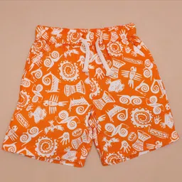 The Lion and the Fish Viscose Woven Tribal Theme Printed Shorts - Princeton Orange image 3