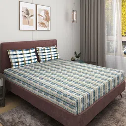 Myntra Elegant Homes Blue & White Geometric 210 TC King Bedsheet with 2 Pillow Covers image 3