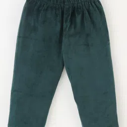 Kanvin Full Sleeves Velour Solid Colored Winter Wear Night Suit with Embroidery - Green image 4