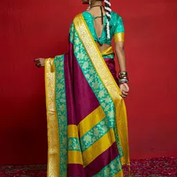 Meena Bazaar Woven Design Zari Saree image 5