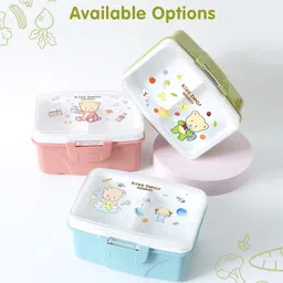 fab n funky Leak Proof And Freezer Safe Bear Print Lunch Box - Green image 5