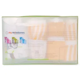 My Milestones Burpy Set with Stripes & Fruit Print Pack of 4 - Yellow & Pink image 5