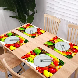 Kuber Industries 6 Yellow & White Fruit Printed Rectangle 100% Food Grade Table Placemats image 5